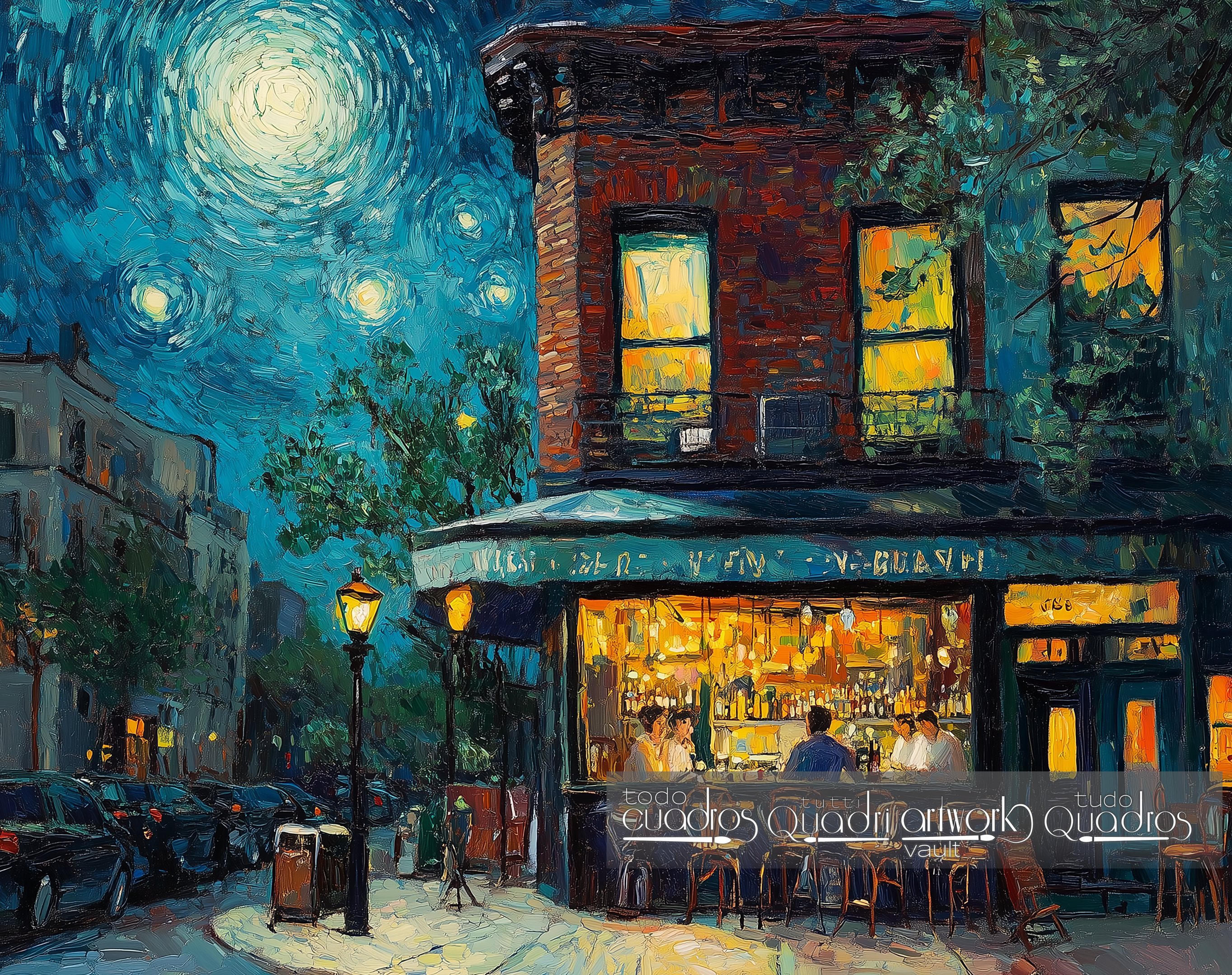 Noche en el café, estilo Van Gogh moderno