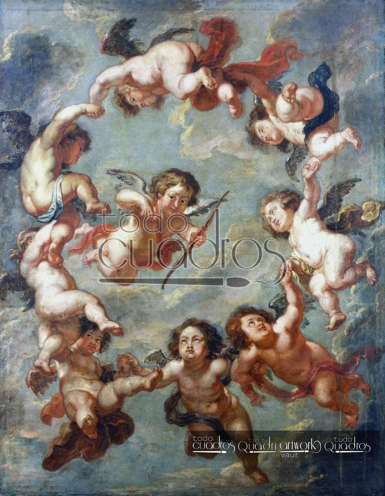 A Ceiling Decoration: Putti. Rubens
